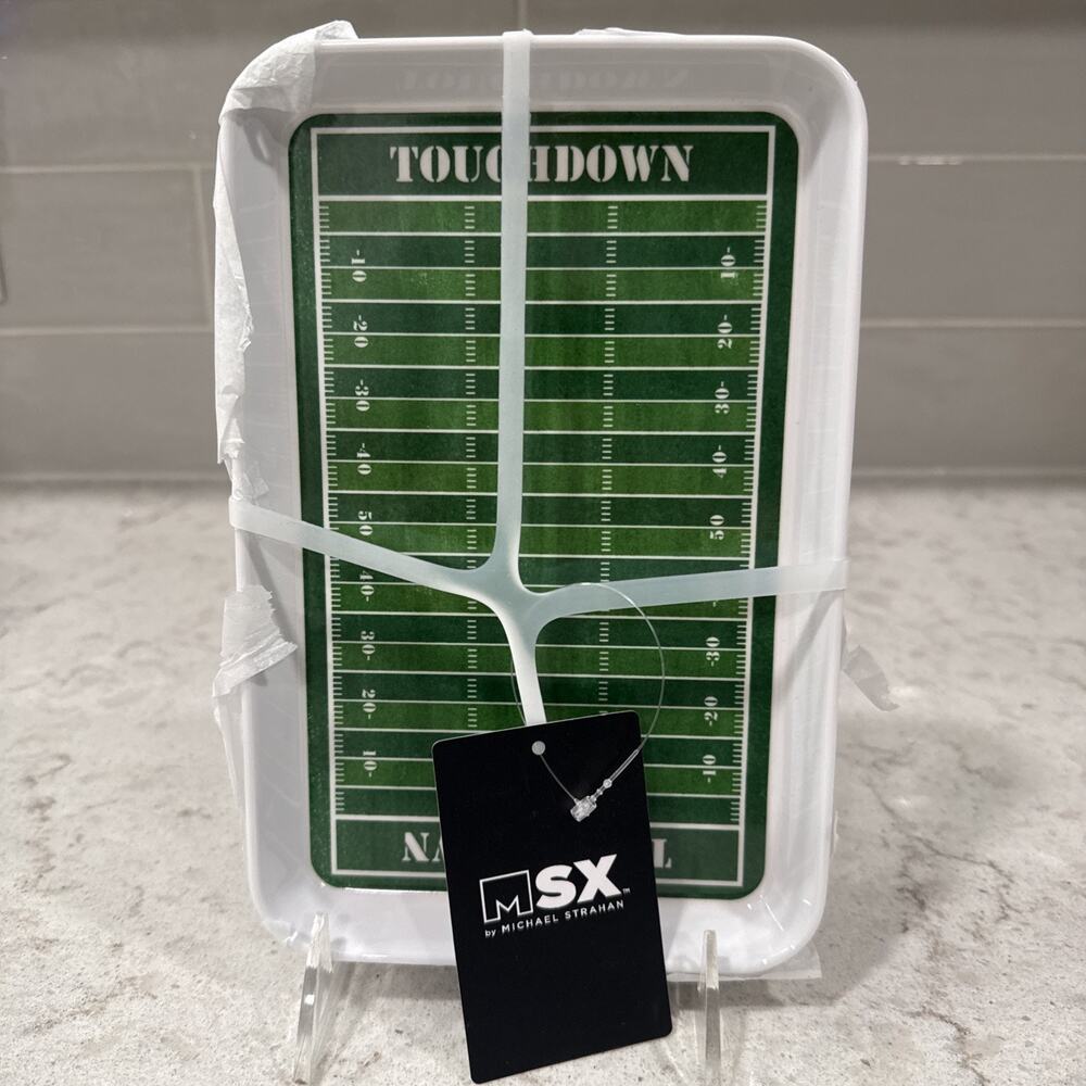 Set 4 MSX FOOTBALL Field 8x5 Melamine Appetizer Dessert Plates Strahan Touchdown